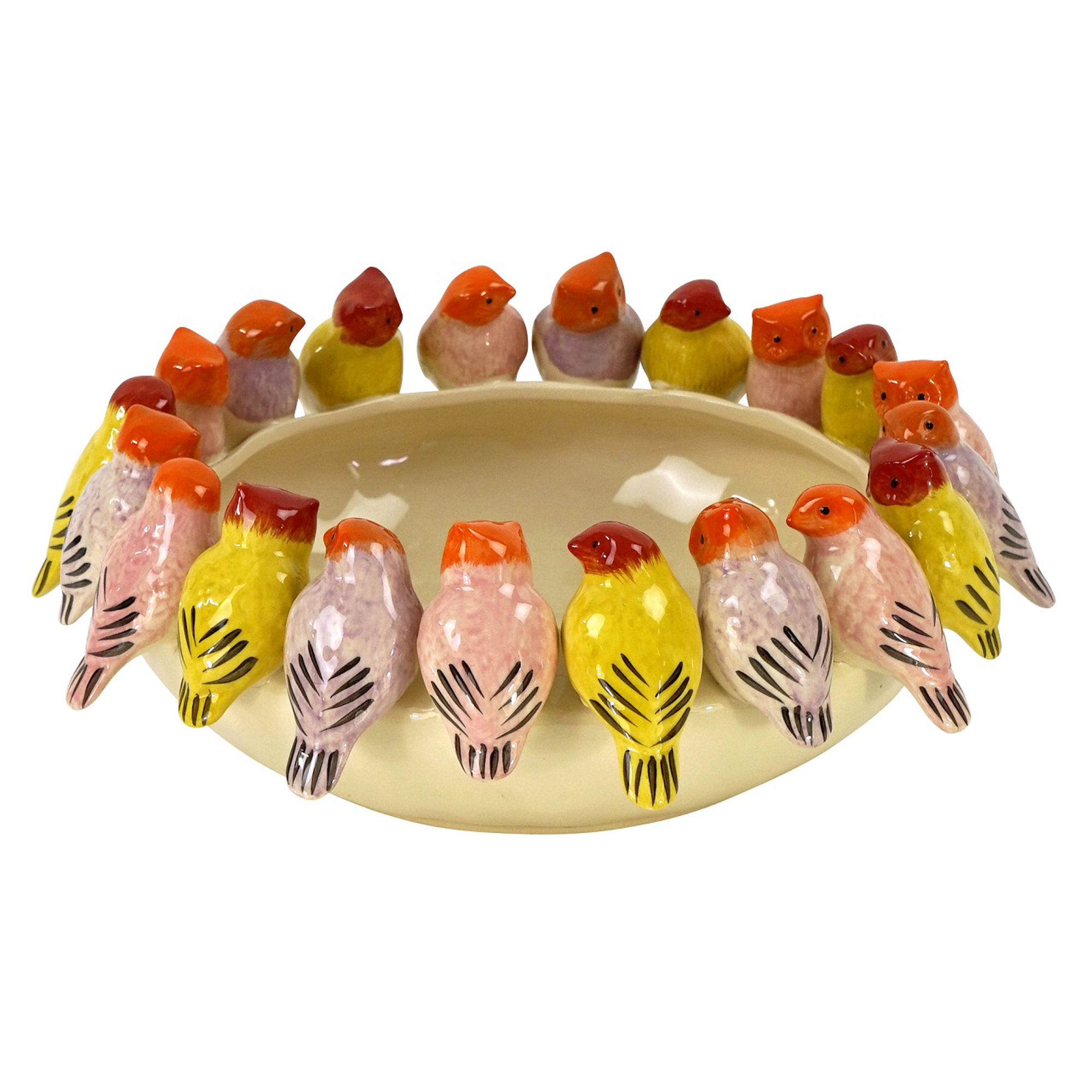 Werner Voss Skål Bowl with Birds Beige, Flerfärgad