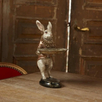 Werner Voss Dekorationsfigur med Hållare <strong>Rabbit</strong>  Vit, Guld