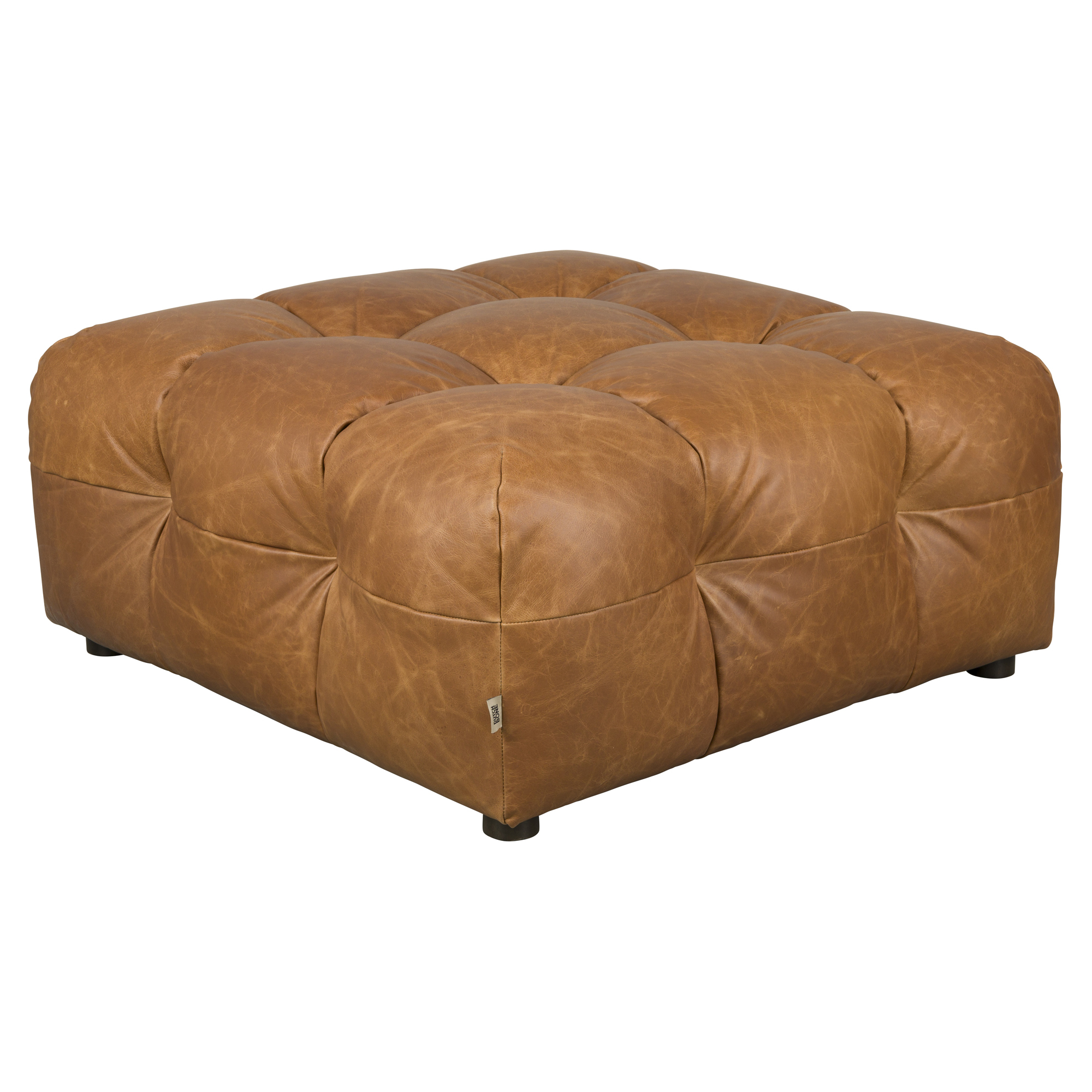 Dutchbone Sittpuff Hackman Ljusbrun Läder