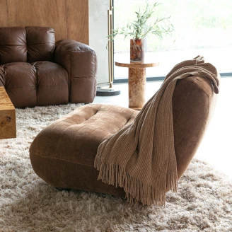 Dutchbone Loungefåtölj <strong>Wyatt</strong>  Ljusbrun Sammet