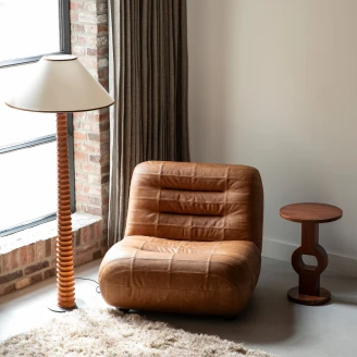 Dutchbone Loungefåtölj <strong>Wyatt</strong>  Ljusbrun Läder