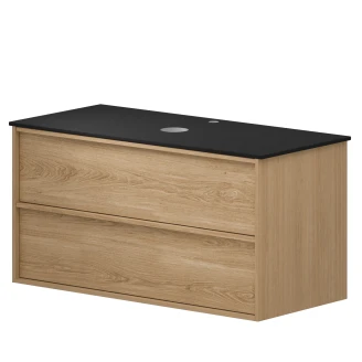 Tvättställsskåp Ekskär Ek 100 cm med Cosentino Bänkskiva Dekton Svart Matt