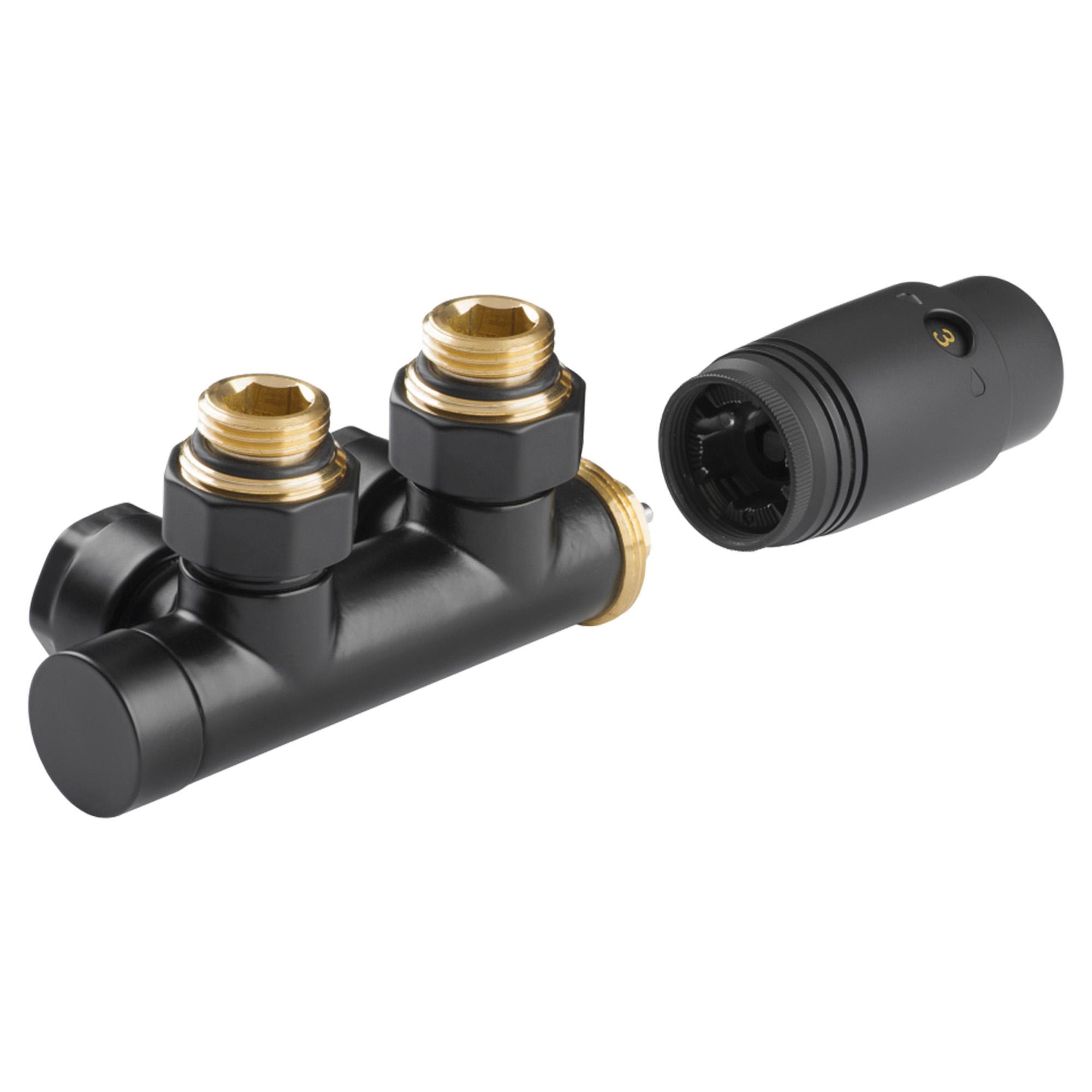 Termostatset Duoplex Svart Bottenanslutning