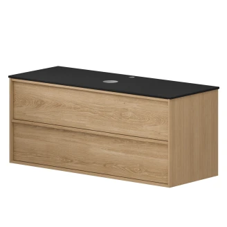 Tvättställsskåp Ekskär Ek 120 cm med Cosentino Bänkskiva Dekton Svart Matt