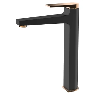 Tvättställsblandare <strong>Noira</strong>  Svart & Guld Blank Hög