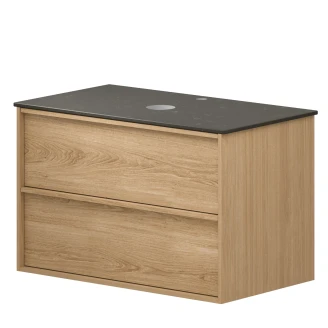 Tvättställsskåp Ekskär Ek 80 cm med Cosentino Bänkskiva Silestone Brun Polerad