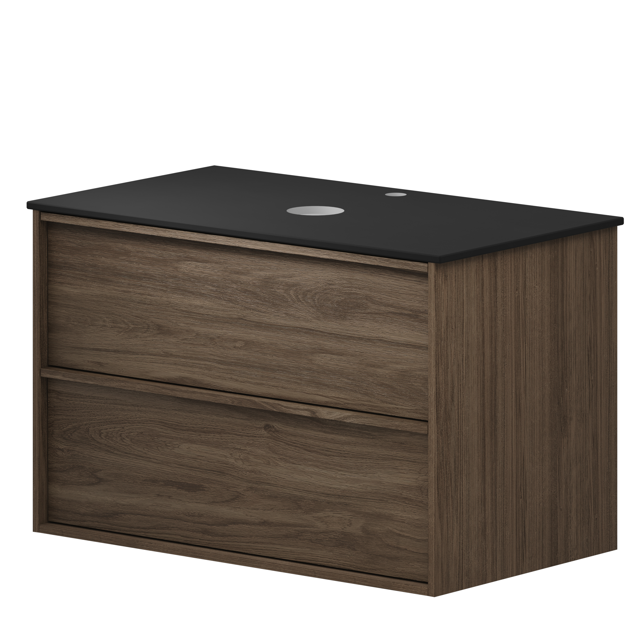 Tvättställsskåp Ekskär Valnöt 80 cm med Cosentino Bänkskiva Dekton Svart Matt