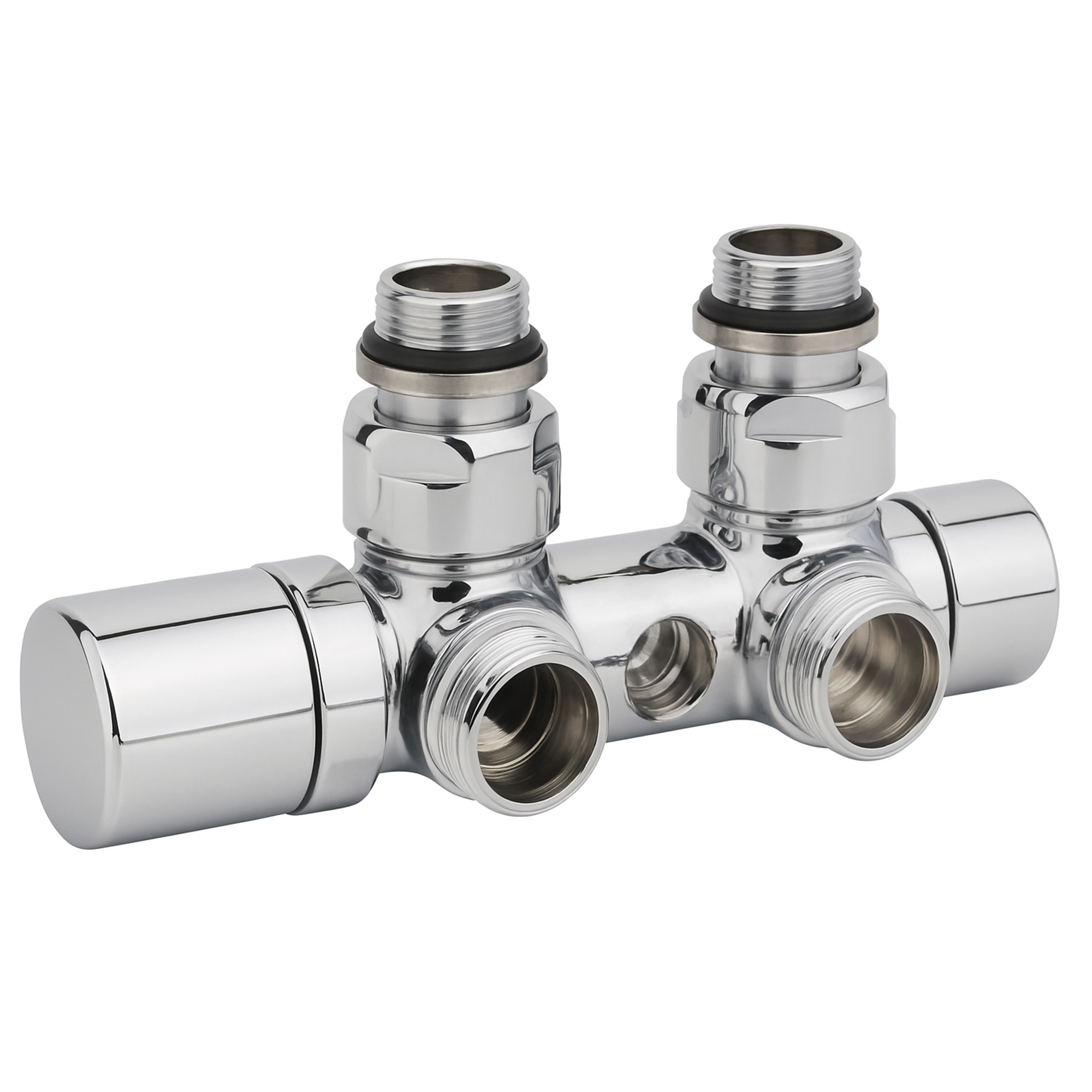 Ventil med Omkastare, Termostatisk Funktion + Avstängningsventil Krom