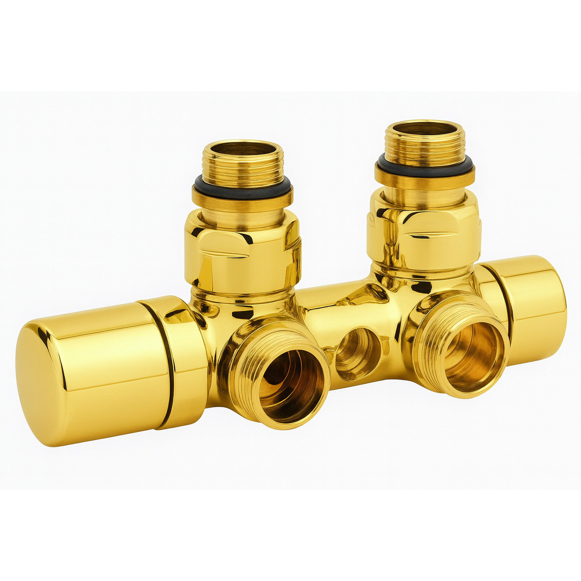 Ventil med Omkastare, Termostatisk Funktion + Avstängningsventil Guld