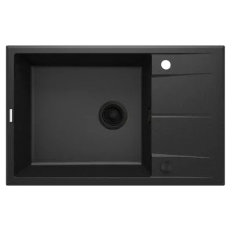 Granit Diskbänk <strong>Eridan</strong> Metallic Grafit Matt 78x50 cm med Vattenlås