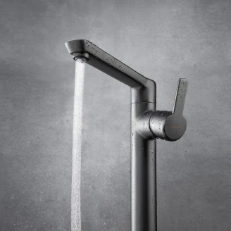 Tvättställsblandare <strong>Arnika</strong>  Titanium Matt Hög med Förlängd Pip