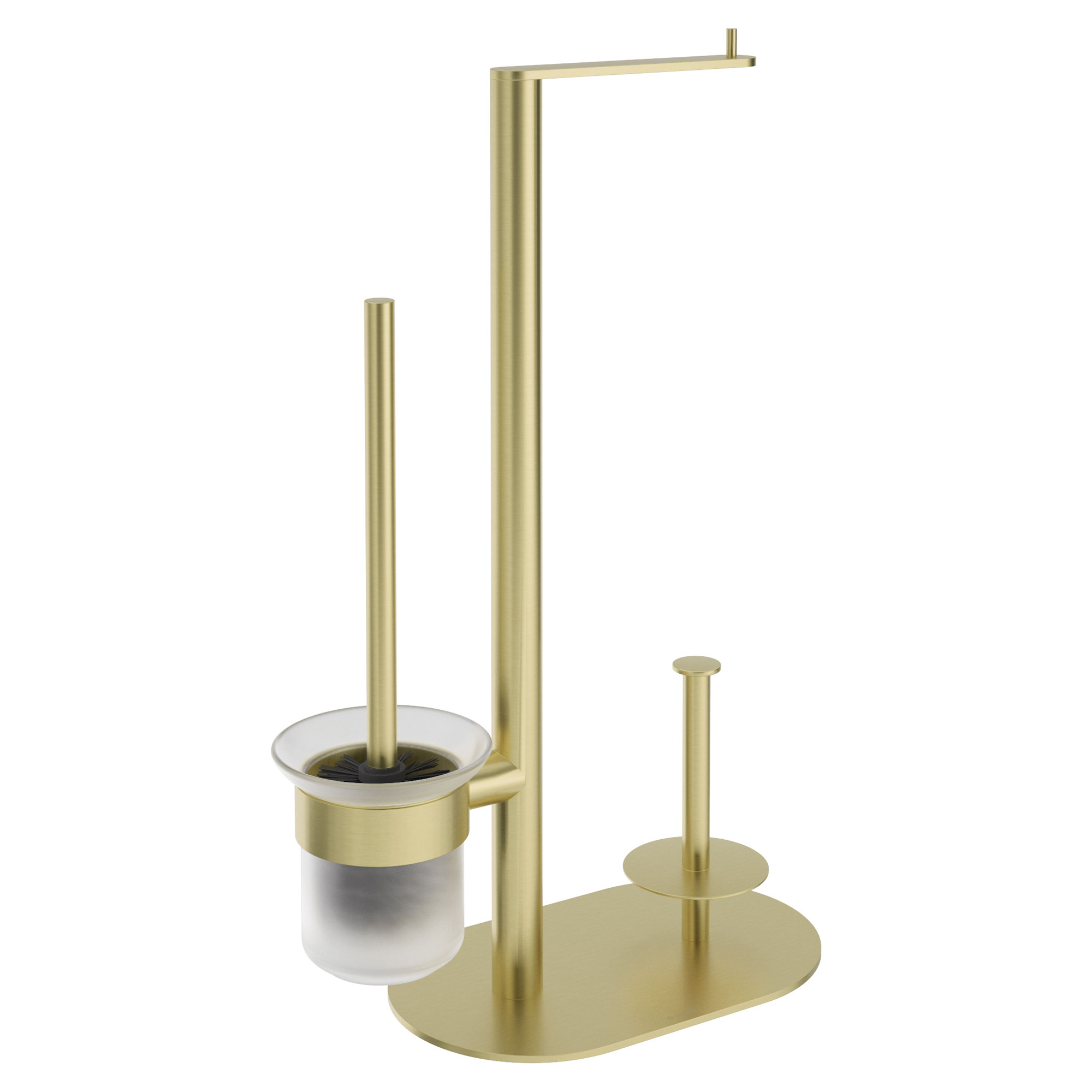 Fristående Toalettrullehållare & Toalettborste Round Borstad Guld Matt