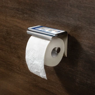 Toalettpappershållare med Hylla <strong>Round</strong>  Krom Blank