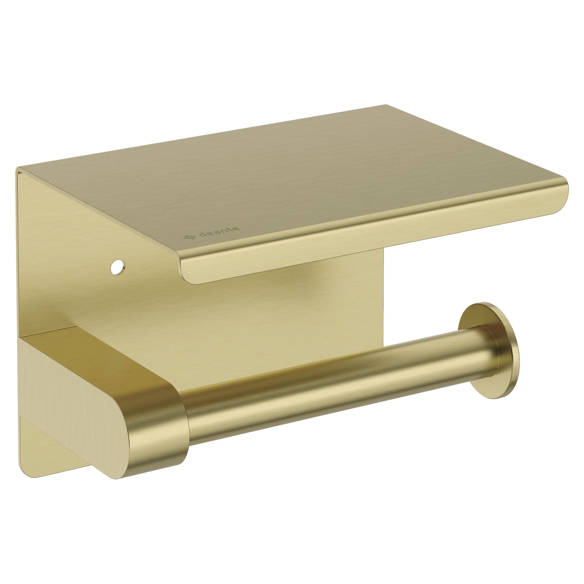 Toalettpappershållare med Hylla Round Borstad Guld Matt