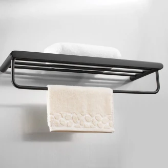 Väggmonterad Ribbad Hylla <strong>Round</strong>  Svart Matt