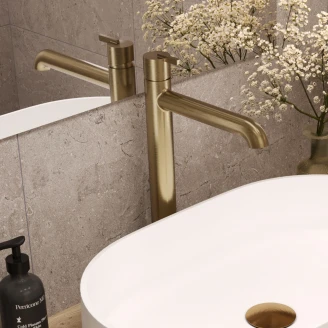 Tvättställsblandare Hög <strong>Silia</strong>  Guld Matt