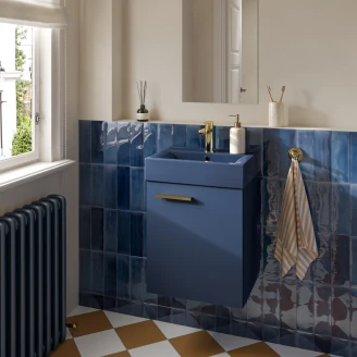 Tvättställsskåp <strong>Petit</strong>  Blå Matt 45 cm med Handfat Blå Matt