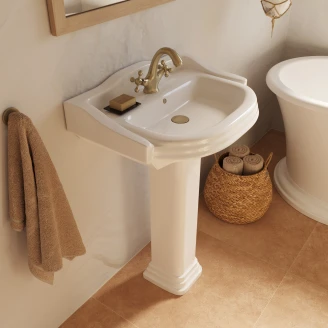 Tvättställ <strong>Wilcot</strong> Vit 58 cm med Piedestal Vit Blank