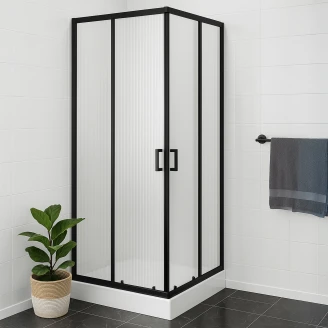 Duschhörn med Duschkar <strong>Sirocco</strong>  90x90 cm Kvadratisk Svart Matt