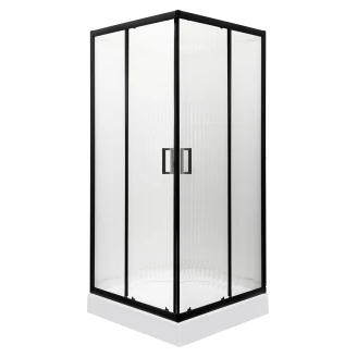 Duschhörn med Duschkar <strong>Sirocco</strong>  90x90 cm Kvadratisk Svart Matt