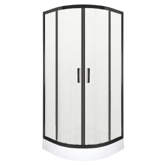 Duschhörn med Duschkar <strong>Sirocco</strong>  80x80 cm Rund Svart Matt