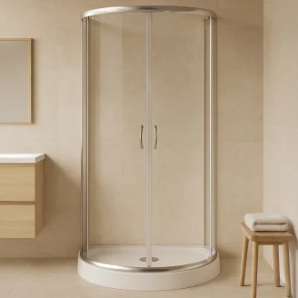 Duschkabin med Duschkar D-formad <strong>Elonge</strong>  100x86 cm Krom Blank