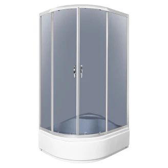 Duschhörn med Duschkar <strong>Ardara</strong>  100x80 cm Rund Krom Blank Höger