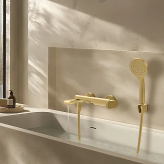 Badkarsblandare <strong>Lore</strong>  Guld Matt med Handdusch