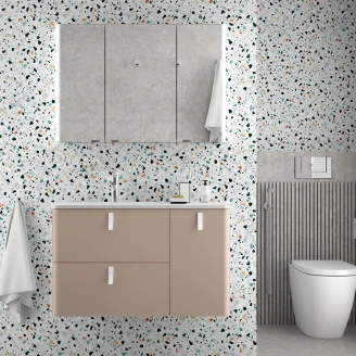 Tvättställsskåp <strong>Avrel</strong>  Macchiato Matt Höger 90 cm med Handfat Vit Matt