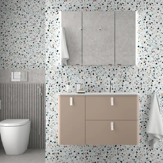 Tvättställsskåp <strong>Avrel</strong>  Macchiato Matt Vänster 90 cm med Handfat Vit Matt