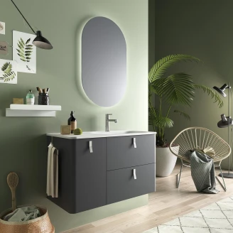 Tvättställsskåp <strong>Avrel</strong>  Antracit Matt Vänster 90 cm med Handfat Vit Matt