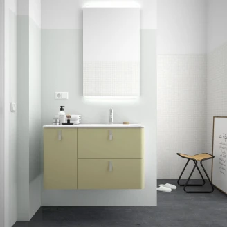 Tvättställsskåp <strong>Avrel</strong>  Salvia Matt Vänster 90 cm med Handfat Vit Matt