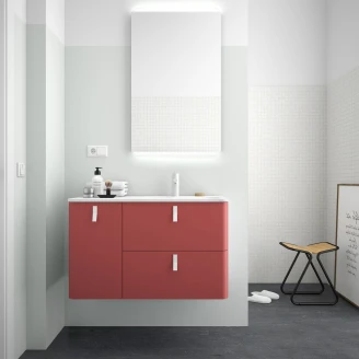 Tvättställsskåp <strong>Avrel</strong>  Rosa Matt Vänster 90 cm med Handfat Vit Matt