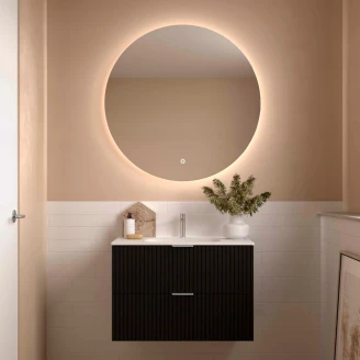 Tvättställsskåp <strong>Runa</strong>  Svart Matt 80 cm med 2 Lådor & Handfat Vit Matt