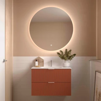 Tvättställsskåp <strong>Runa</strong>  Terrakotta Matt 90 cm med 2 Lådor & Handfat Vit Matt