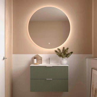 Tvättställsskåp <strong>Runa</strong>  Skogsgrön Matt 90 cm med 2 Lådor & Handfat Vit Matt