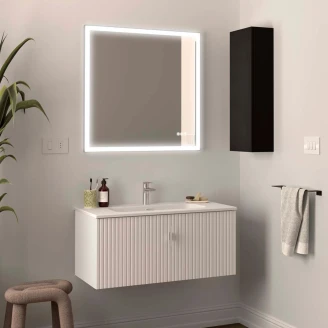 Tvättställsskåp <strong>Runa</strong>  Vit Matt 90 cm med Handfat Vit Matt