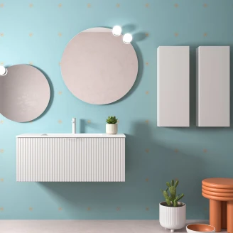 Tvättställsskåp <strong>Runa</strong>  Vit Matt 100 cm med Handfat Vit Matt