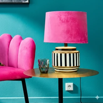 Werner Voss Bordslampa Tiffany, Svart-Vit Blank