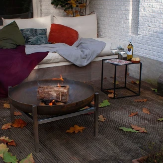 BonFeu Set med Eldskål Cortenstål 100 cm & Fötter Rektangulär