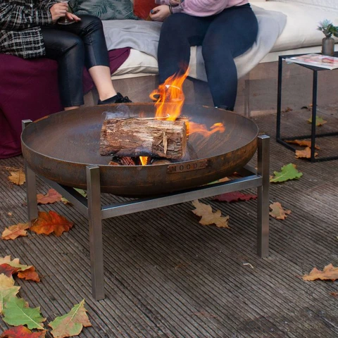 Moodz Grillset med Eldskål Cortenstål 80 cm & Fötter Rektangulär