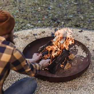 <strong>Grillset</strong>  med Eldskål Cortenstål 80 cm, Plancha, Subbel Stålring för Gril, Spett Ring & Grillspett