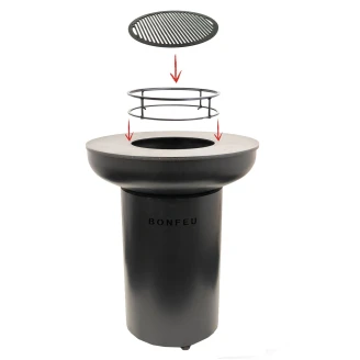 BonFeu Set med BonBiza Eldstad Svart, Subbel Stålring för Gril & Grillgaller Rund