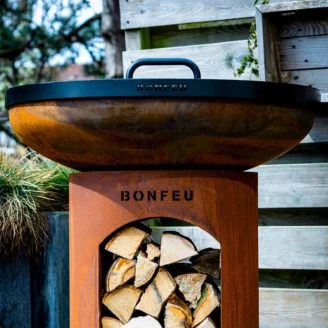 BonFeu Set med BonBiza Eldstad Cortenstål, Lock & Stekspade