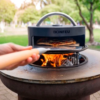 BonFeu <strong>Grillset</strong>  med BonBiza Eldstad Cortenstål XL, Subbel Stålring för Grill, Grillgaller Rund & Pizzaugn