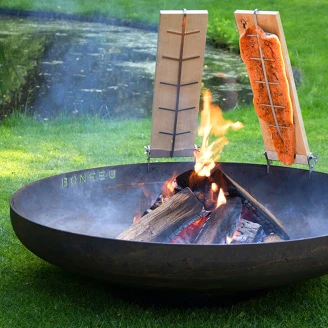 BonFeu <strong>Grillset</strong>  med BonBowl Eldskål Cortenstål 100 cm, Lock för BonBowl & Plancha