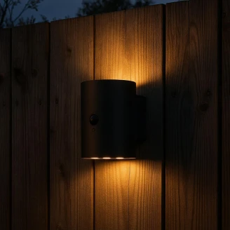 Solcellsvägglampa <strong>Senora</strong>  Rund M Svart Matt