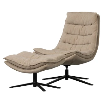 Woood Loungefåtölj med Fotpall <strong>Kube</strong>  Beige