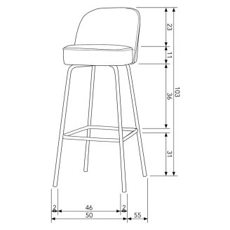 Woood Barstol <strong>Vogue Alpha</strong>  Cognac Eco-Läder 80 cm