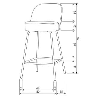 Woood Barstol <strong>Vogue Alpha</strong> Cognac Eco-Läder 65 cm